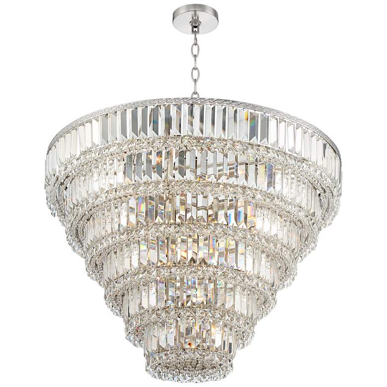 Magnificence Satin Nickel 28 1/2&quot; Wide 21-Light Crystal Chandelier more views