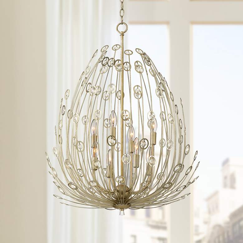 Image 1 Magnolia 22 1/4" Wide Silver Leaf Bloom 8-Light Chandelier