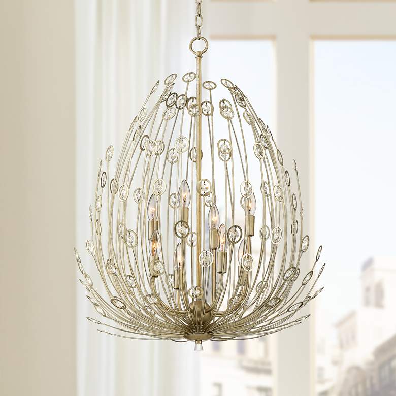 Image 1 Magnolia 22 1/4 inch Wide Silver Leaf Bloom 8-Light Chandelier