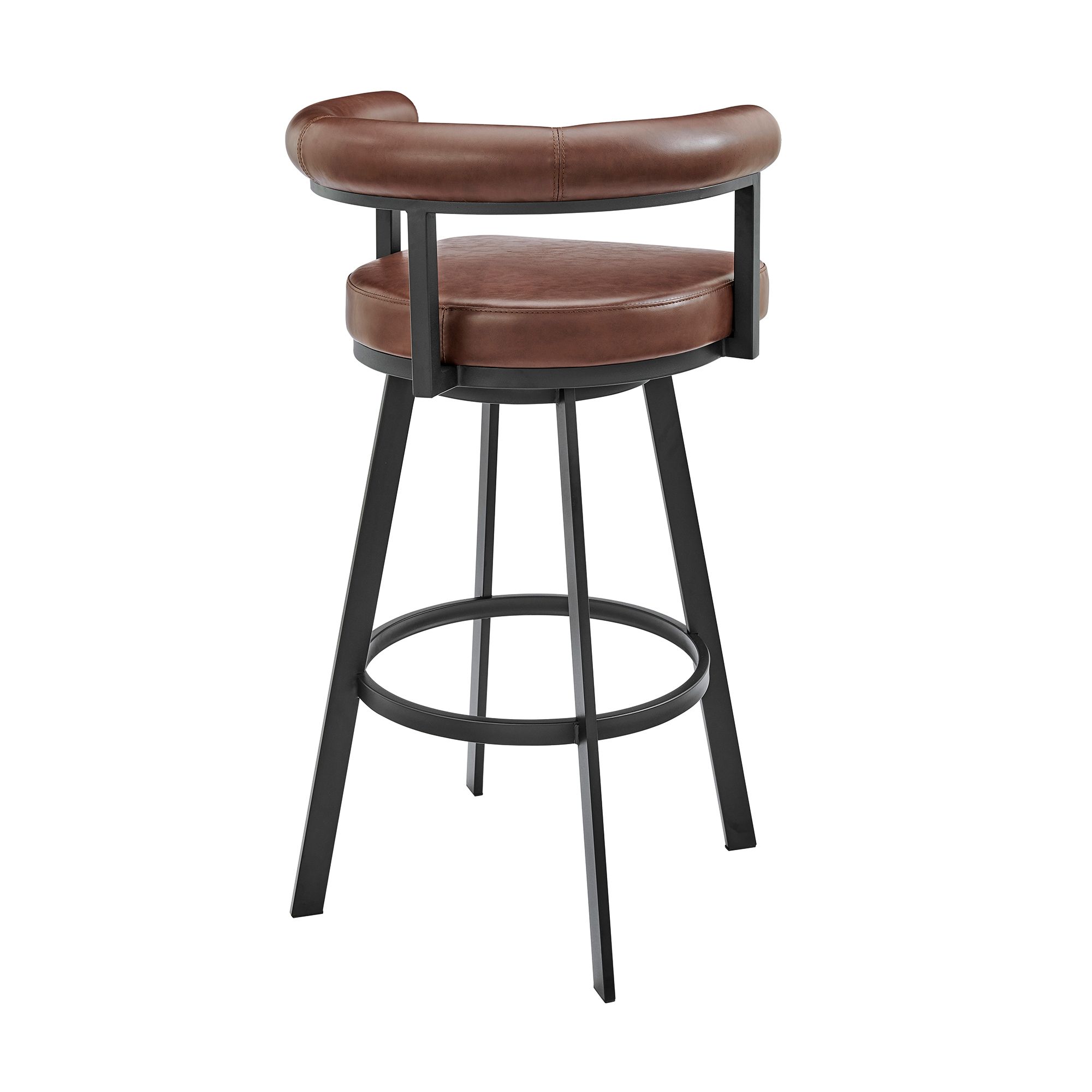 Image 5 Magnolia 26 in. Swivel Barstool in Brown Faux Leather, Black Metal more views