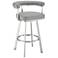 Magnolia 26 in. Swivel Barstool in Light Gray Faux Leather, Stainless Steel