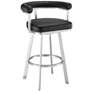 Magnolia 30 in. Swivel Barstool in Black Faux Leather, Stainless Steel
