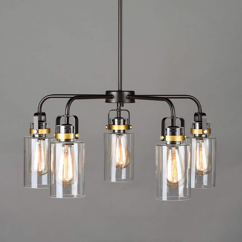 Image 1 Magnolia 5-Light 26" Wide Bronze/Gold Pendant Light