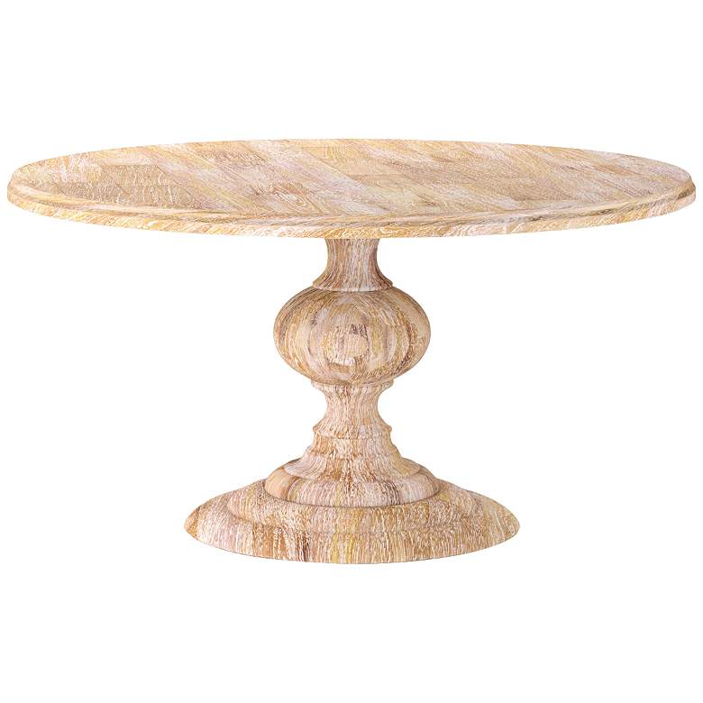 Image 1 Magnolia 60 inchW White Wash Mango Wood Large Round Dining Table