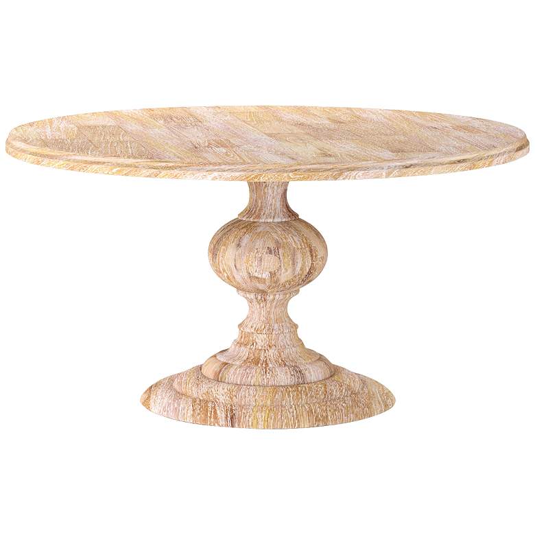 Image 1 Magnolia 60"W White Wash Mango Wood Large Round Dining Table