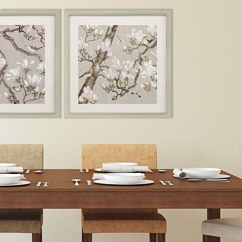Image 4 Magnolia Bloom 33" Square Giclee Framed Wall Art more views