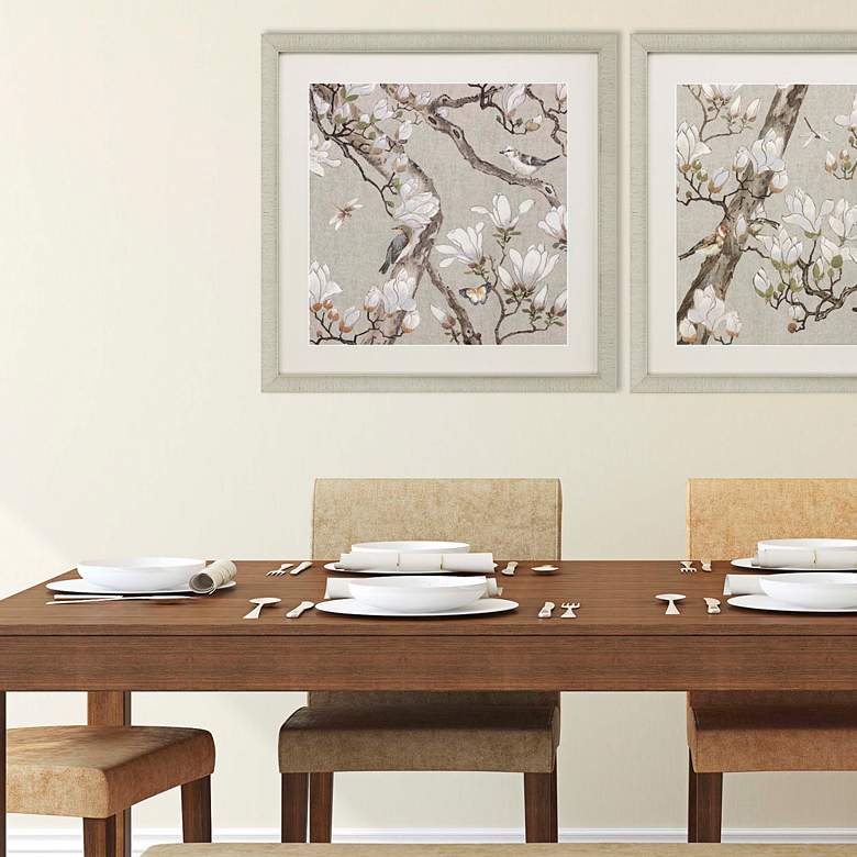 Image 4 Magnolia Blossom 33" Square Giclee Framed Wall Art more views