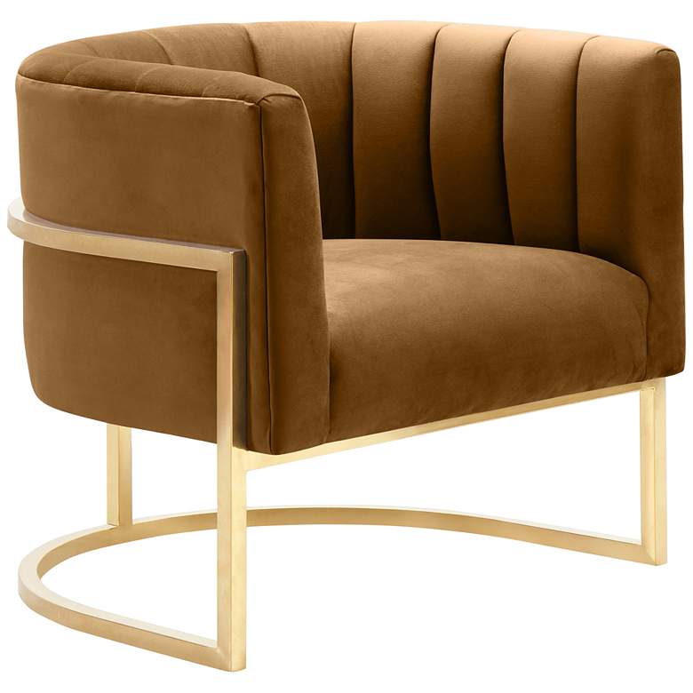 Image 3 Magnolia Cognac Velvet Tufted Armchair