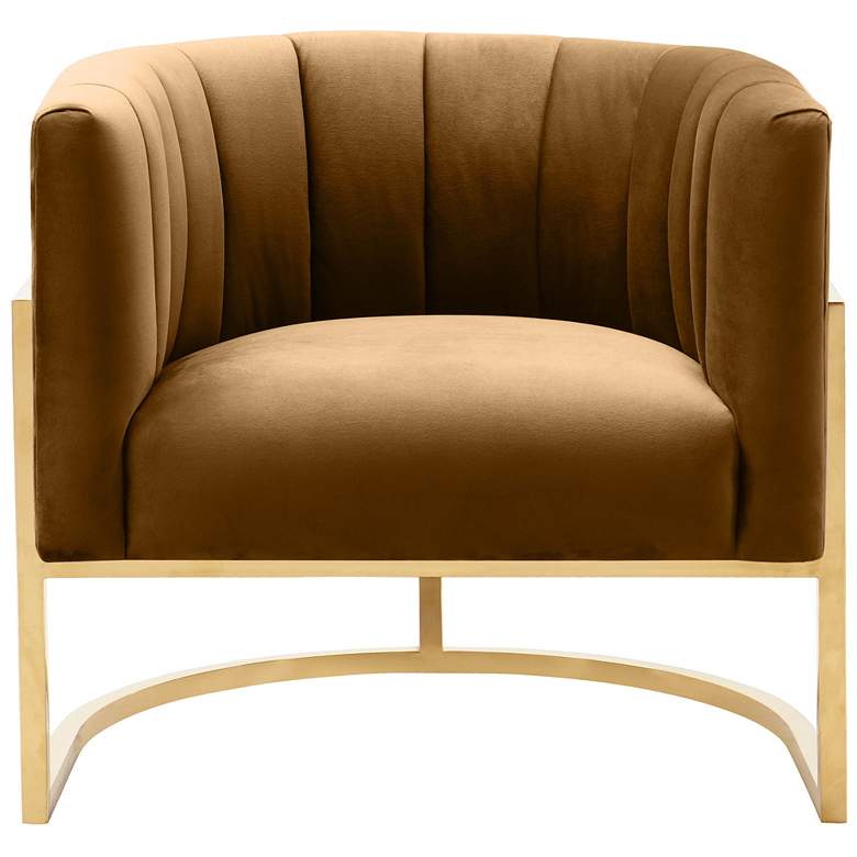 Image 5 Magnolia Cognac Velvet Tufted Armchair more views