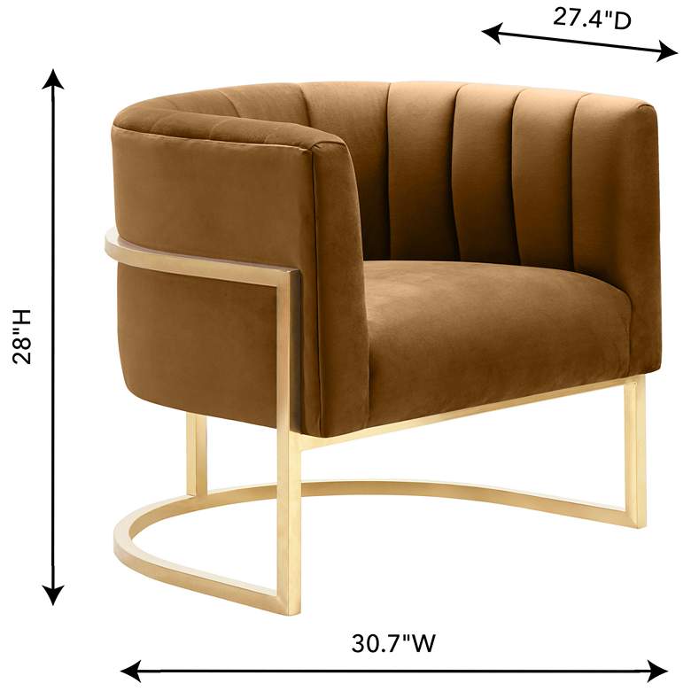 Image 7 Magnolia Cognac Velvet Tufted Armchair more views