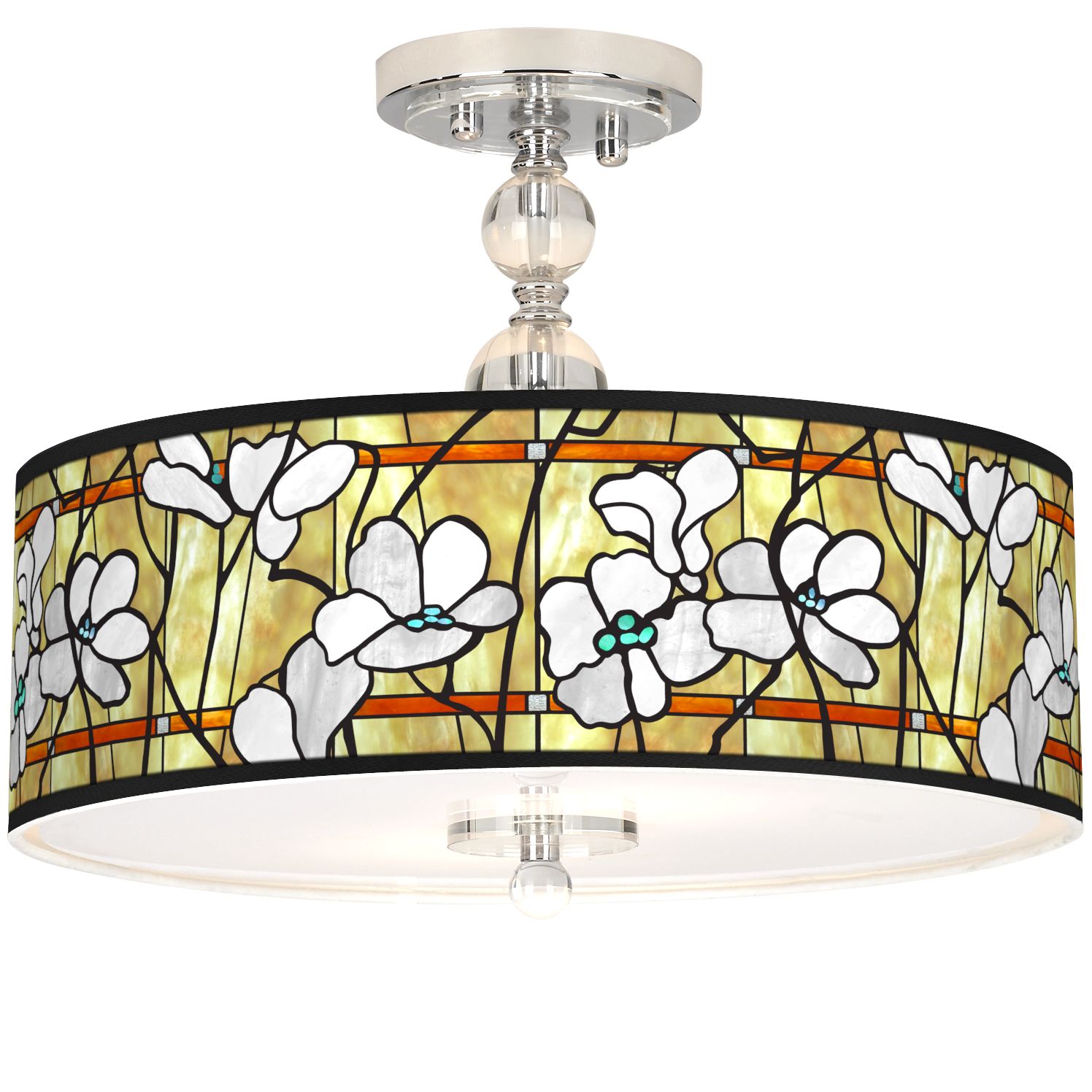 Mosaic Design 2-light Dark Bronze Semi-Flush Mount Stained Glass Ceiling high quality Light