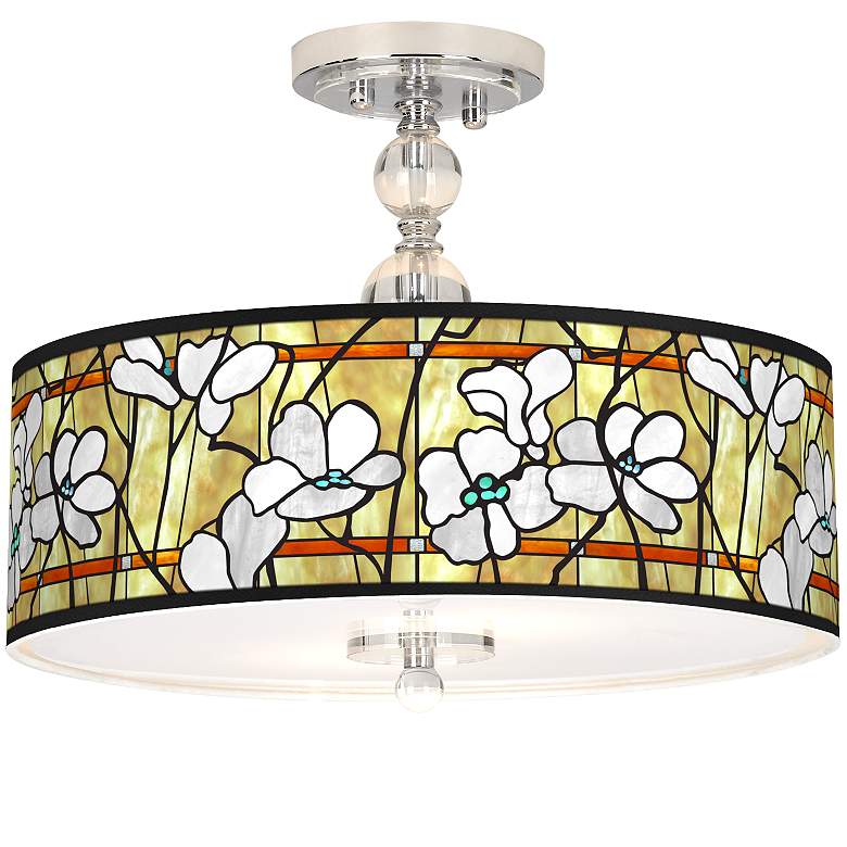 Image 1 Magnolia Mosaic Giclee 16" Wide Semi-Flush Ceiling Light
