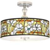 Magnolia Mosaic Giclee 16&quot; Wide Semi-Flush Ceiling Light