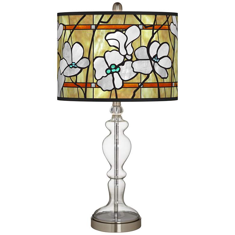 Image 1 Magnolia Mosaic Giclee Apothecary Clear Glass Table Lamp