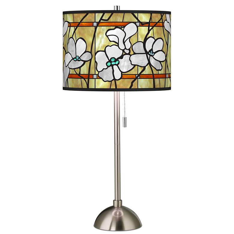 Image 1 Magnolia Mosaic Giclee Brushed Nickel Table Lamp