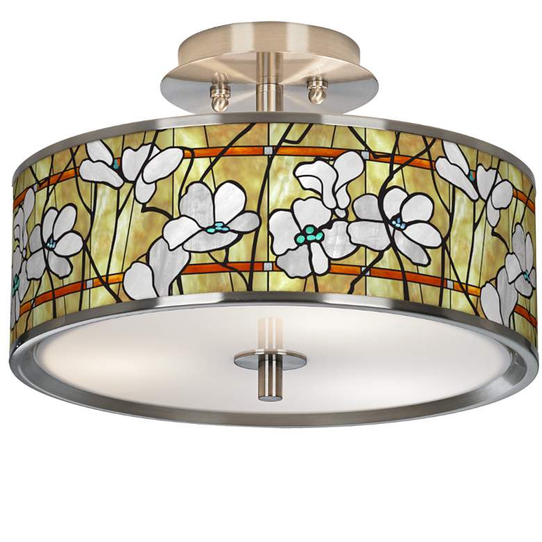 Image 1 Magnolia Mosaic Giclee Glow 14" Wide Ceiling Light
