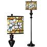 Magnolia Mosaic Giclee Glow Black Bronze Floor Lamp