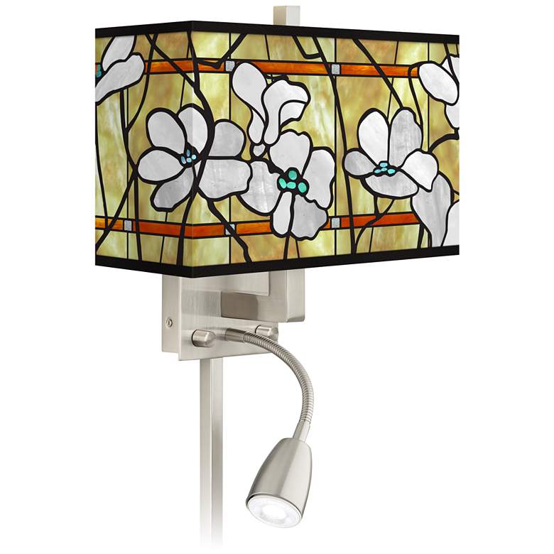 Image 1 Magnolia Mosaic Giclee Glow LED Reading Light Plug-In Sconce