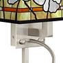 Magnolia Mosaic Giclee Glow LED Reading Light Plug-In Sconce