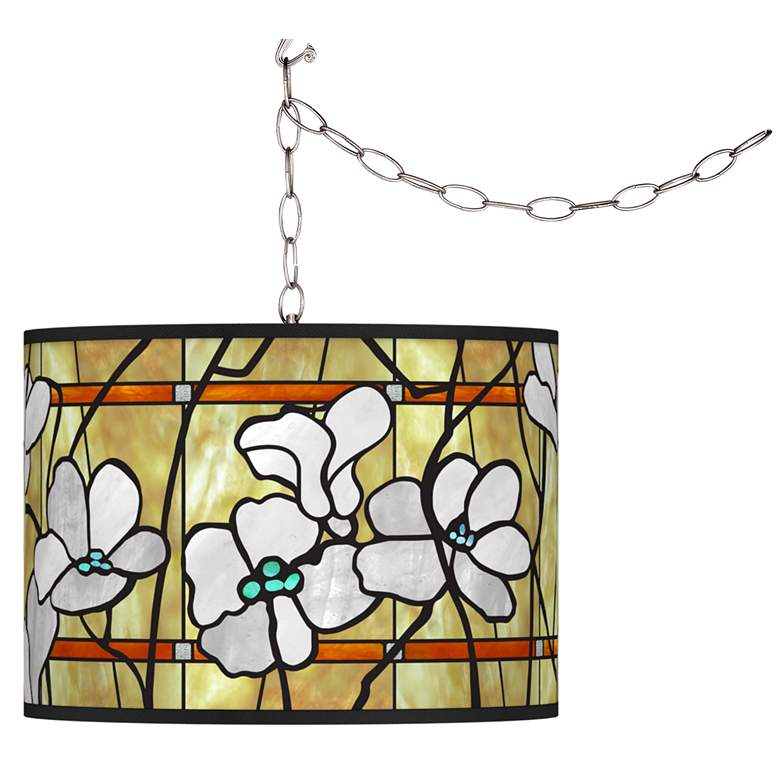 Image 1 Magnolia Mosaic Giclee Glow Plug-In Swag Pendant