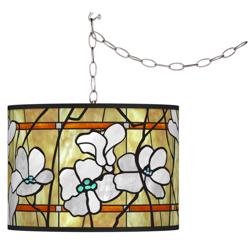 Magnolia Mosaic Giclee Glow Plug-In Swag Pendant