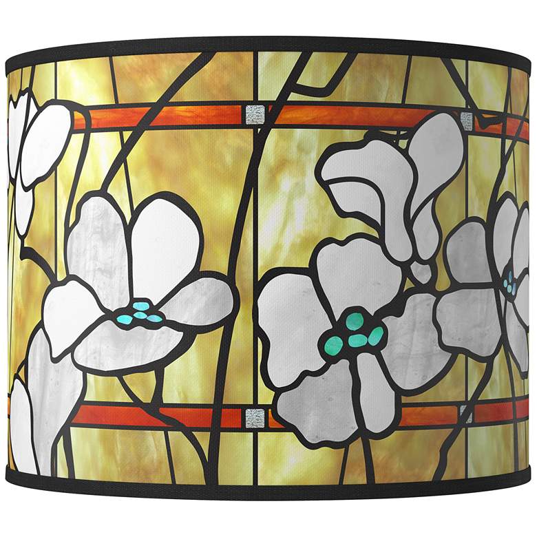 Image 1 Magnolia Mosaic Giclee Round Drum Lamp Shade 14x14x11 (Spider)