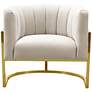 Magnolia Spotted Cream Velvet and Gold Armchair