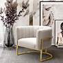 Magnolia Spotted Cream Velvet and Gold Armchair