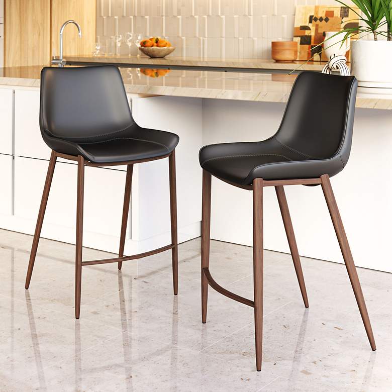 Image 1 Magnus 25 3/4" Black Faux Leather Counter Stools Set of 2