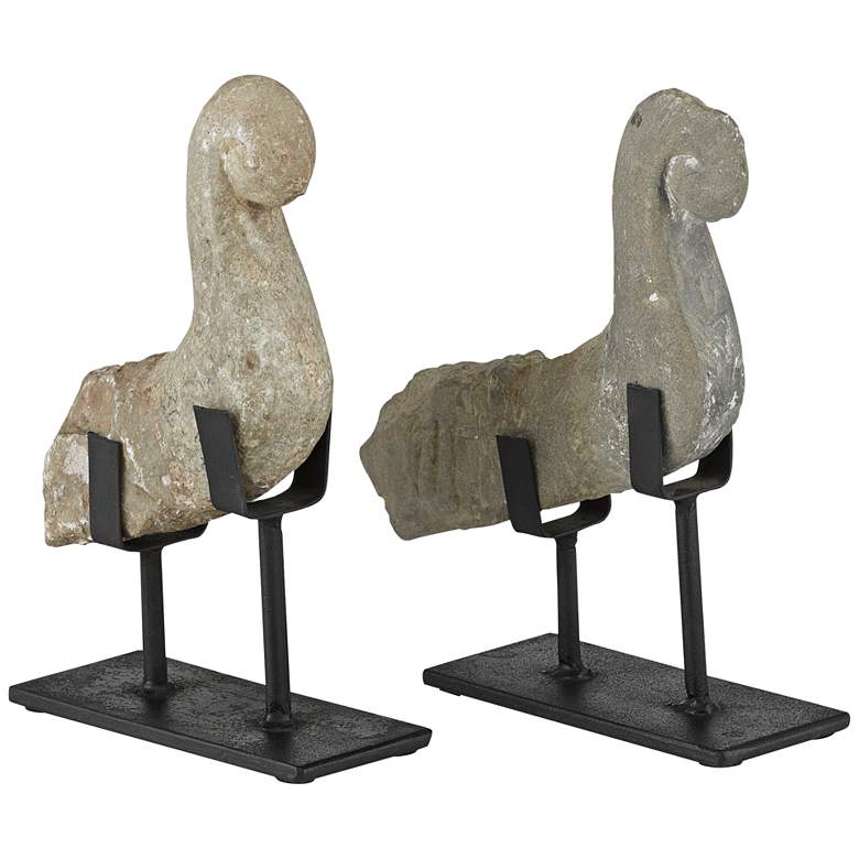 Image 1 Magpie Natural and Black Bird Sculptures Set of 2