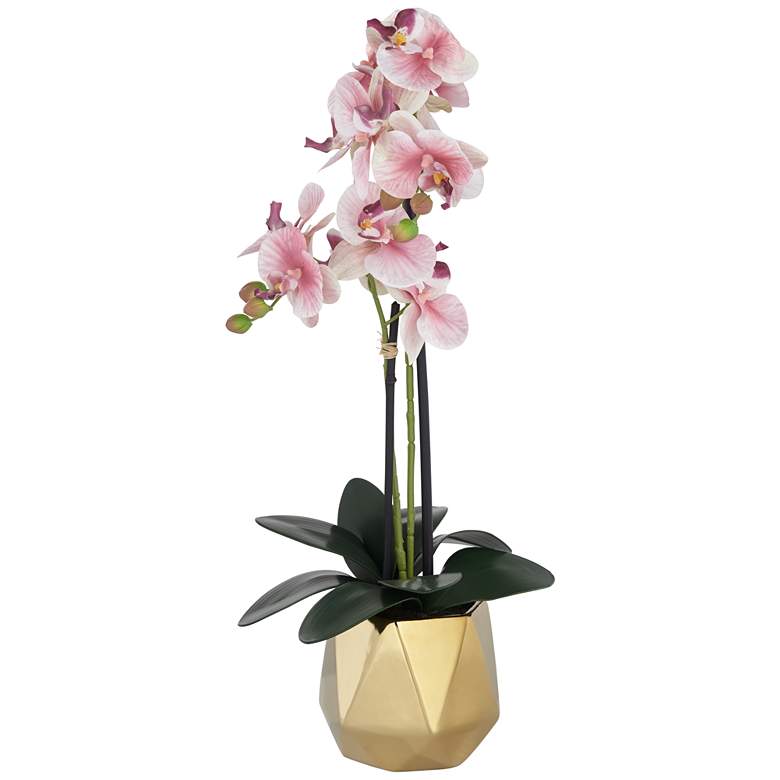 Image 5 Magritte Pink Orchid 24 1/2" High Faux Flowers in Ceramic Pot more views
