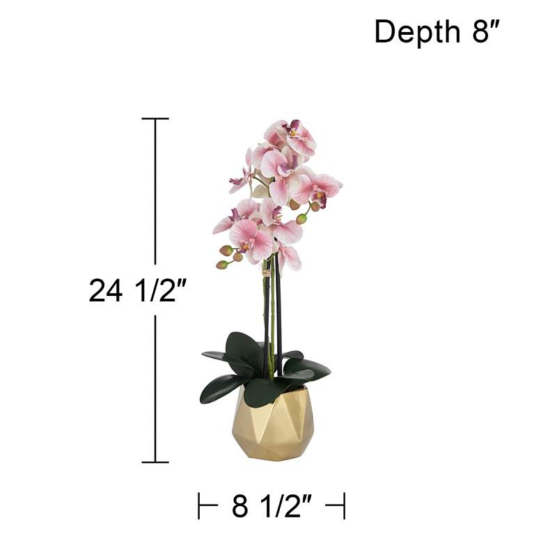 Image 7 Magritte Pink Orchid 24 1/2" High Faux Flowers in Ceramic Pot more views