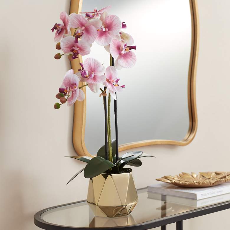 Image 7 Magritte Pink Orchid 24 1/2" High Faux Flowers in Ceramic Pot more views