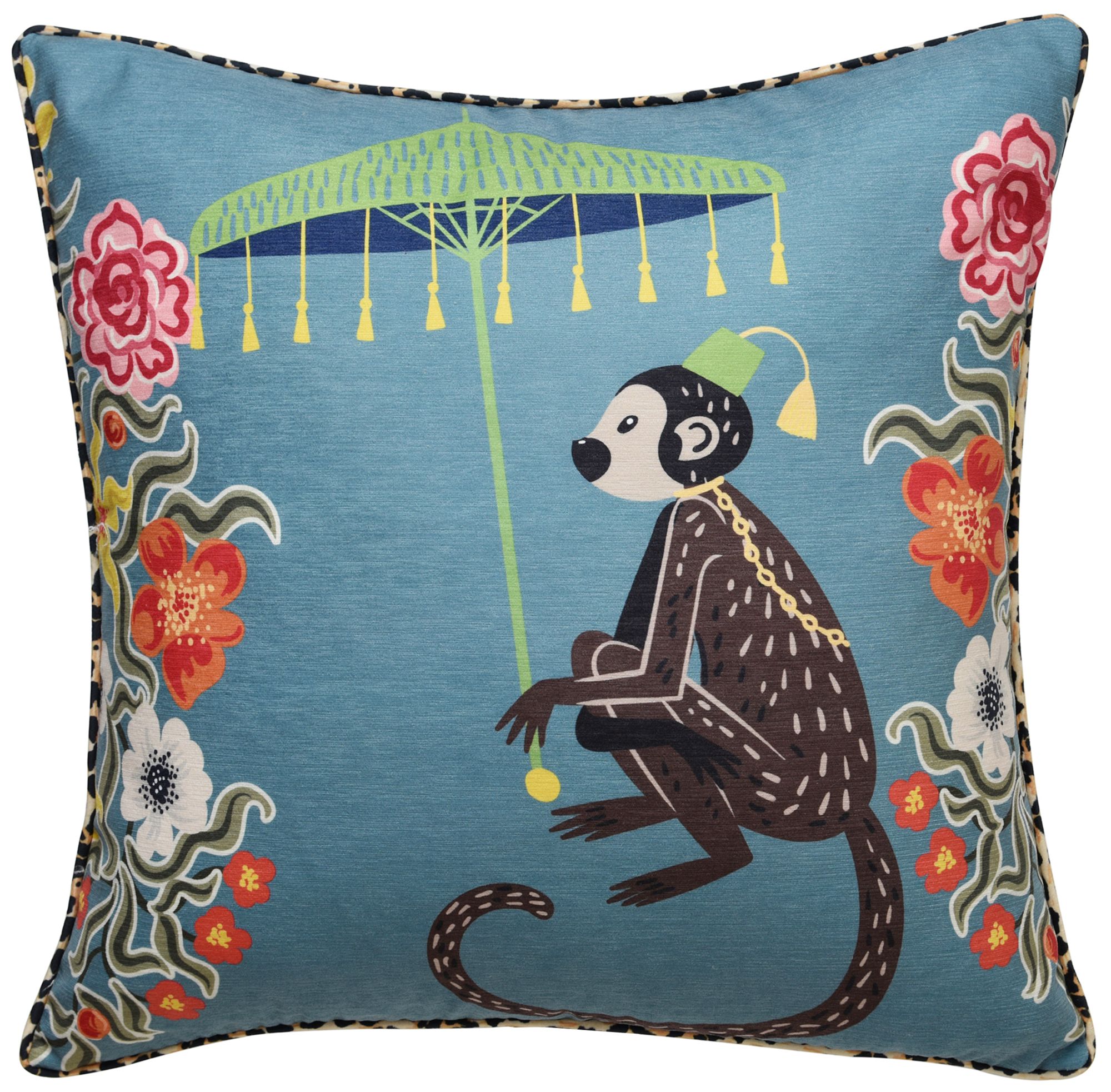 Image 2 Maharaja Monkey 24 x 24 Blue Gray Pillow