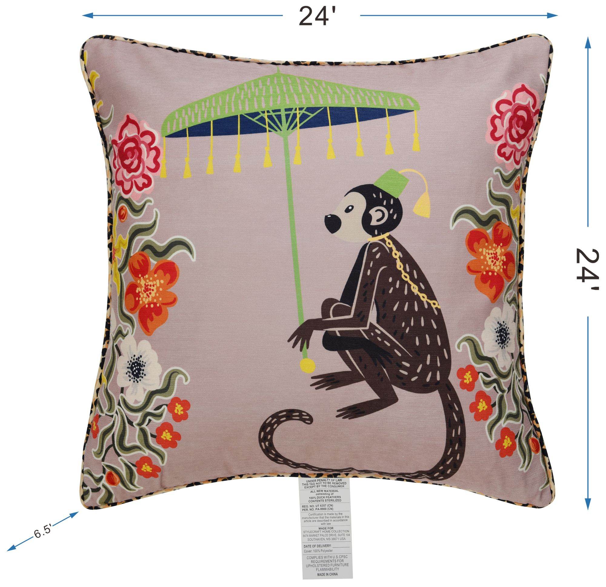 Image 7 Maharaja Monkey 24 x 24 Blush Pillow more views