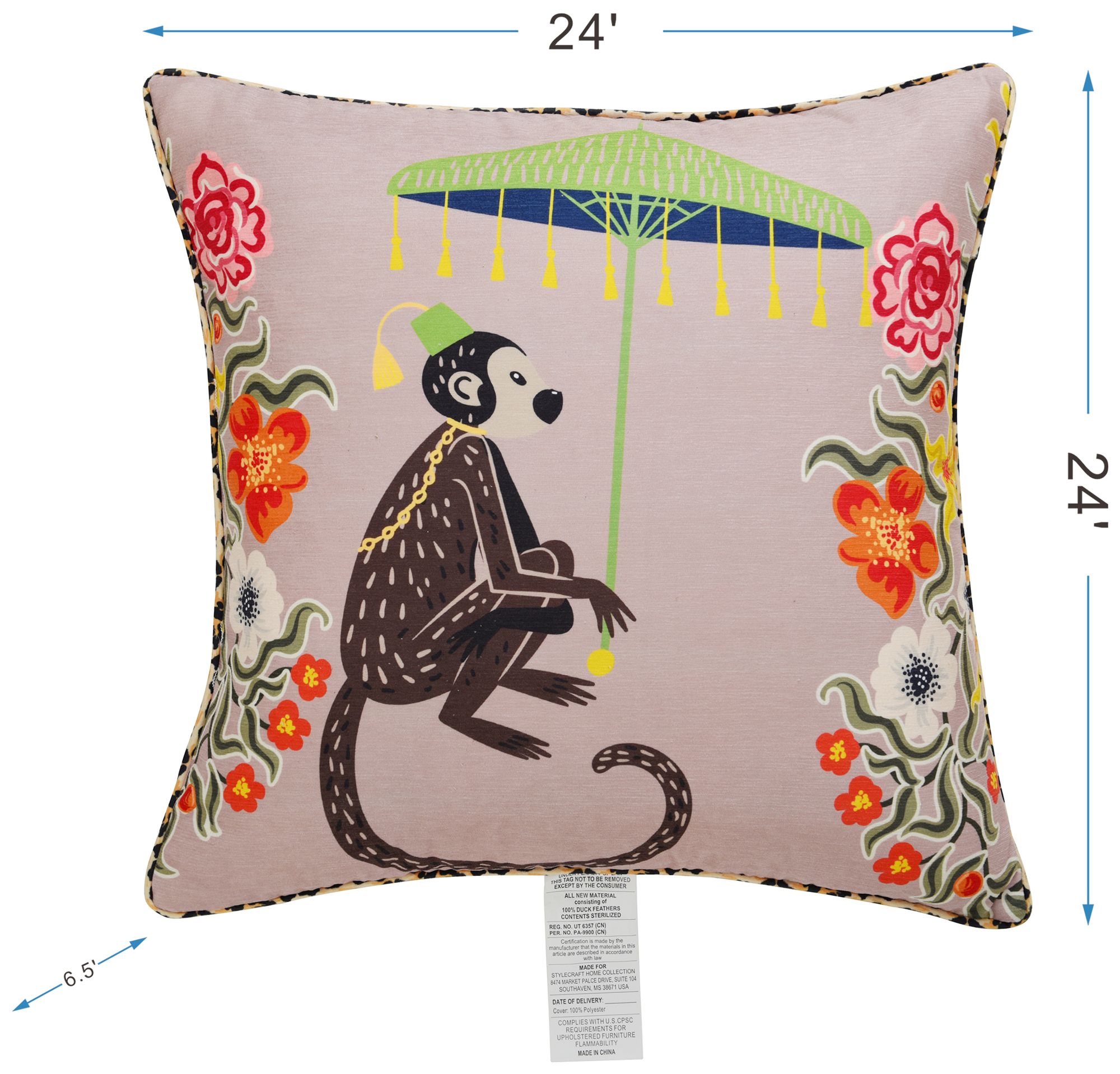 Image 7 Maharaja Monkey 24 x 24 Blush Pillow more views