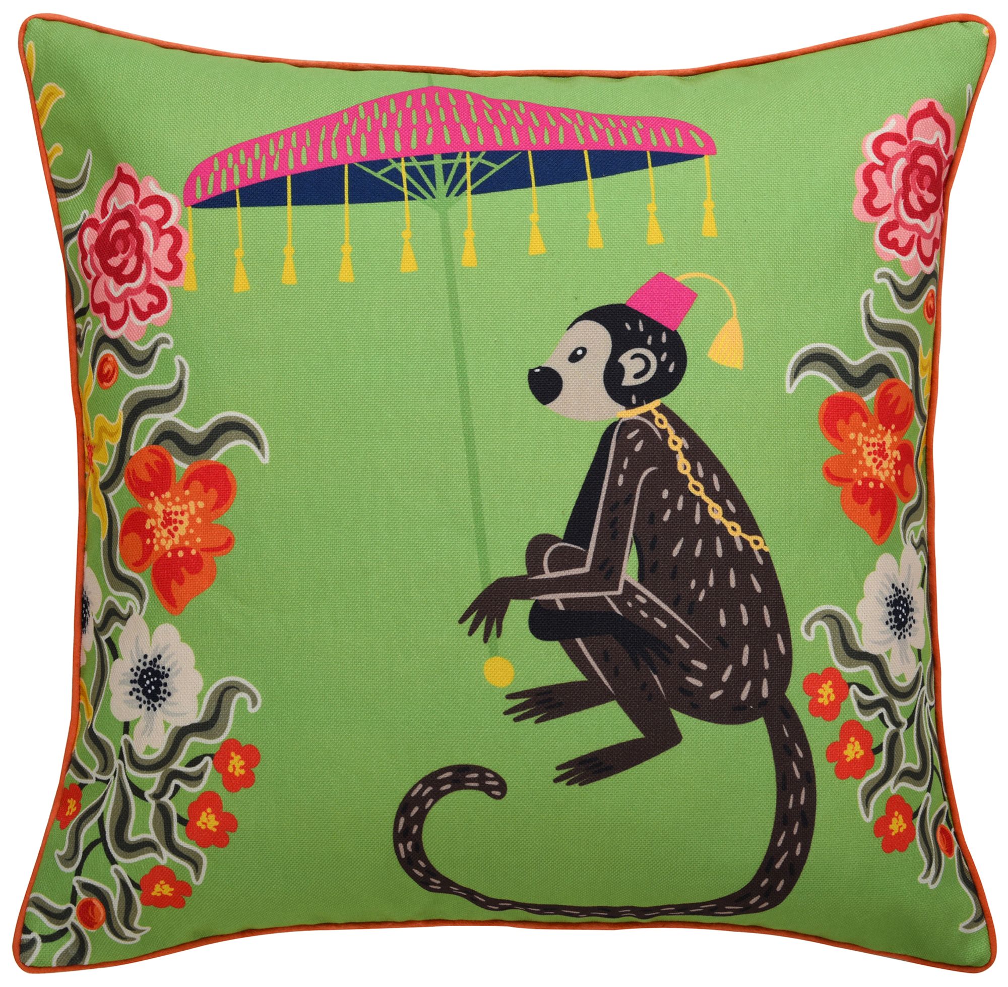 Image 2 Maharaja Monkey 24 x 24 Green Pillow
