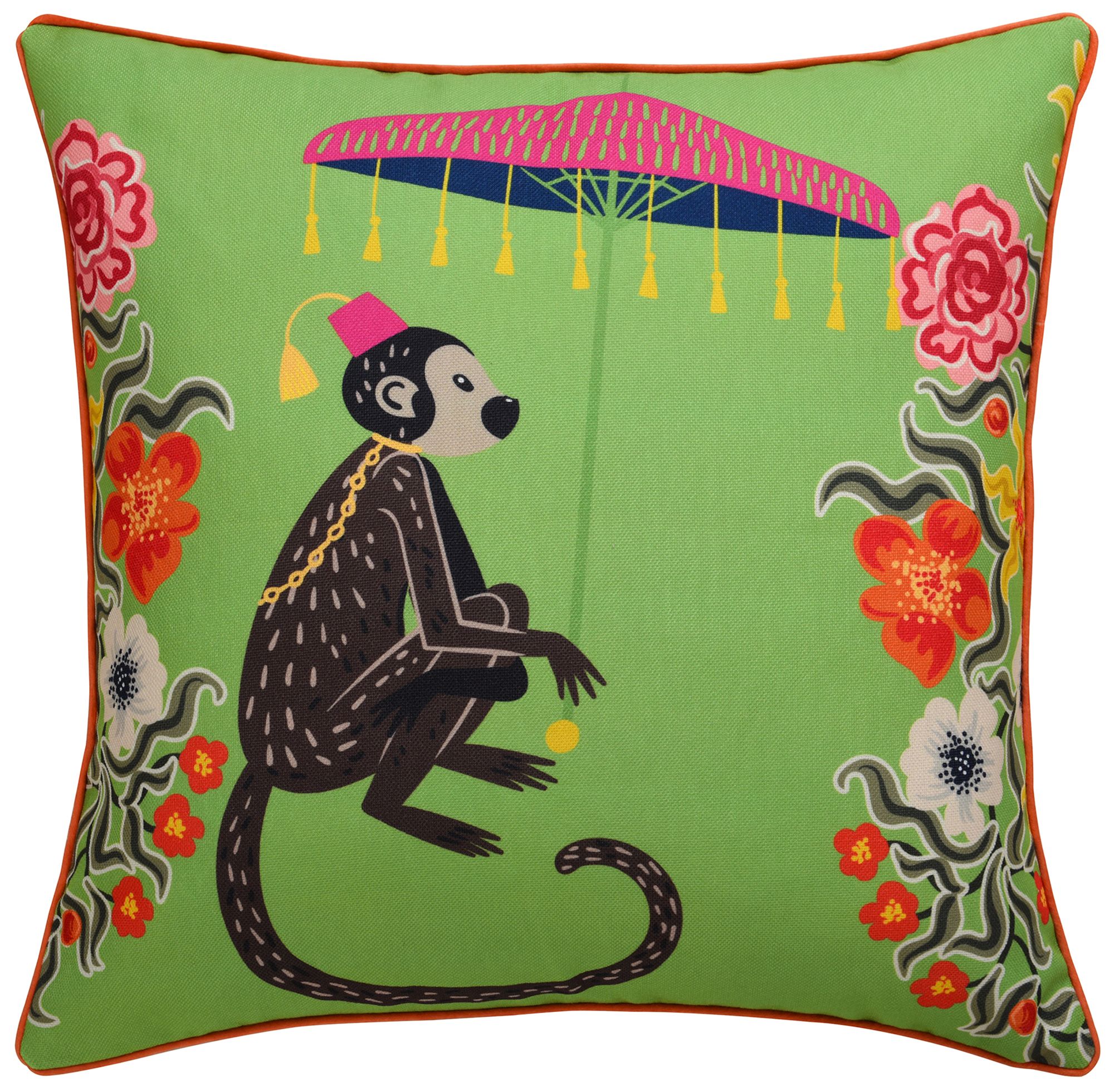 Image 2 Maharaja Monkey 24 x 24 Green Pillow