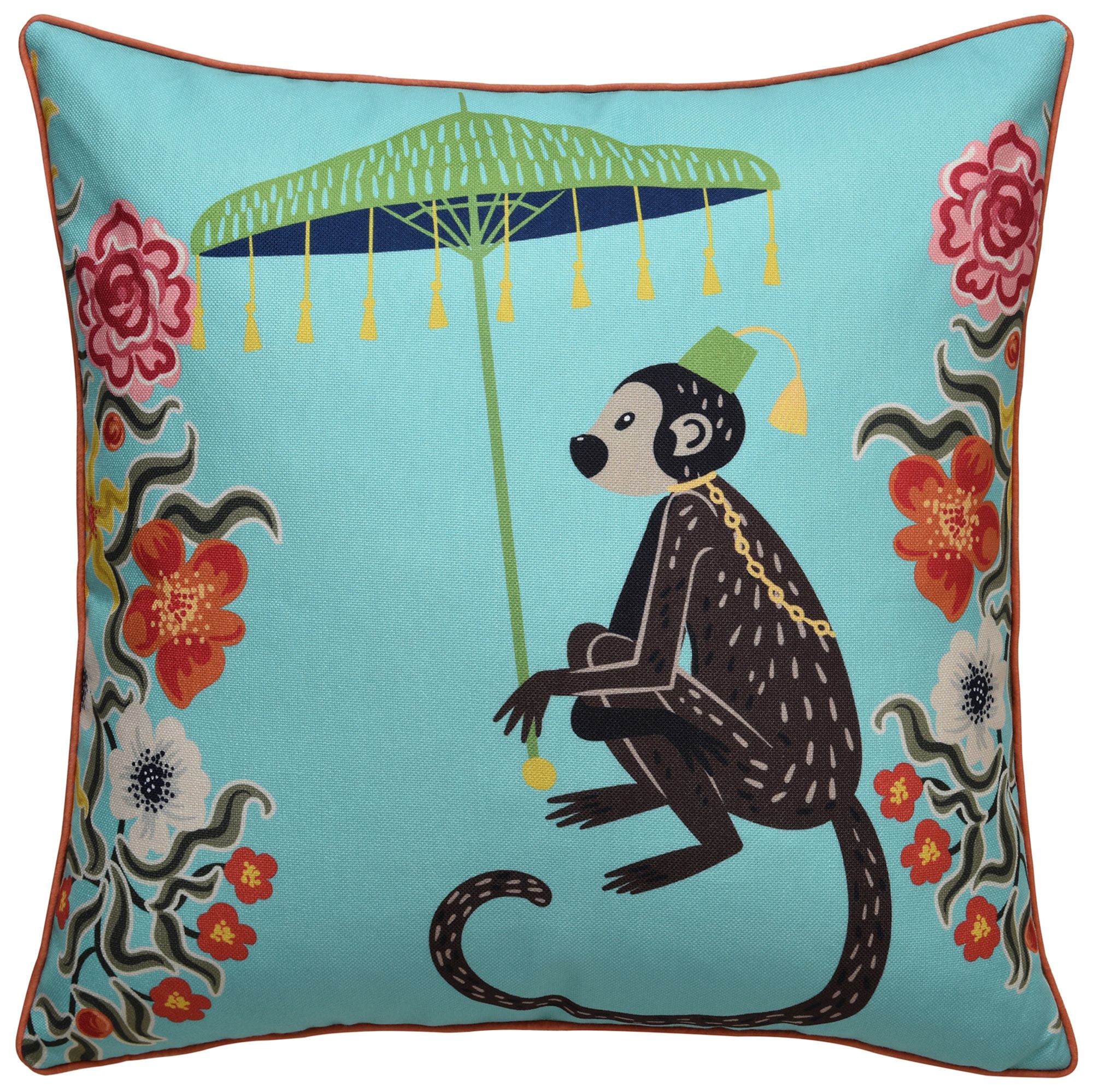 Image 2 Maharaja Monkey 24 x 24 Turquoise Pillow