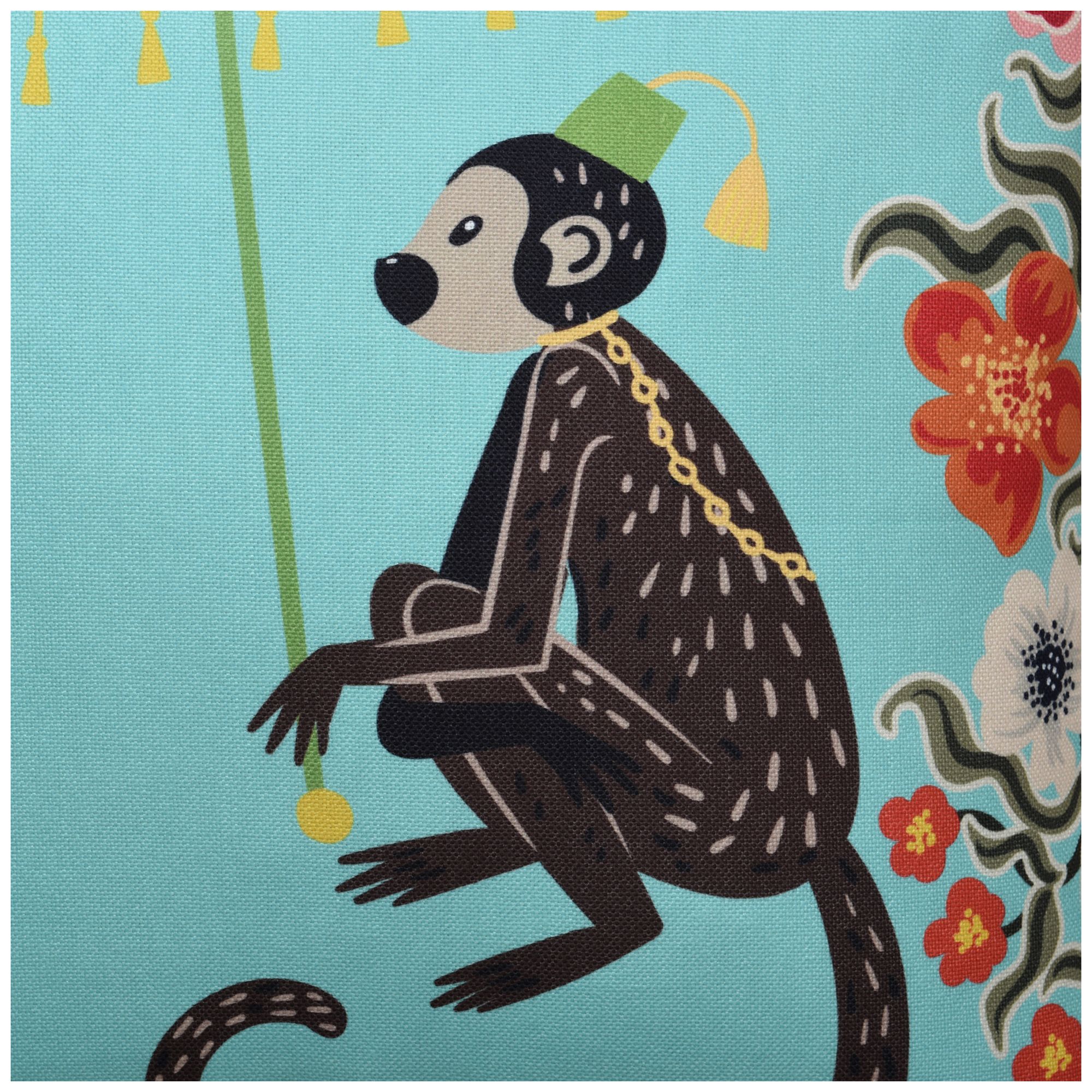 Image 5 Maharaja Monkey 24 x 24 Turquoise Pillow more views