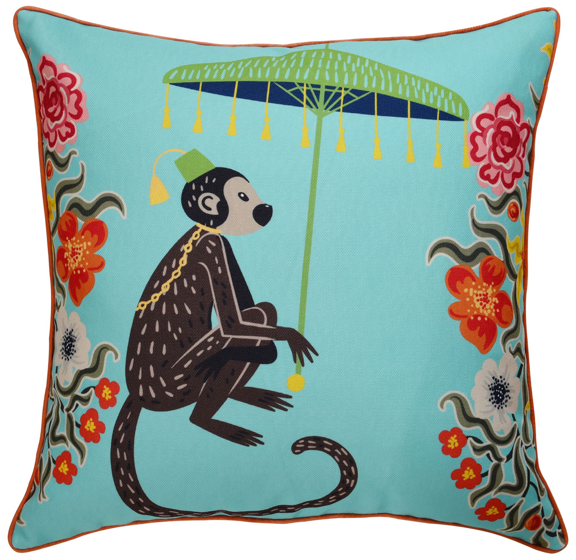 Image 2 Maharaja Monkey 24 x 24 Turquoise Pillow