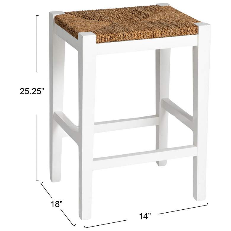 Image 3 Mahogany Wood and Natural Woven Seagrass Rope Bar Stool more views