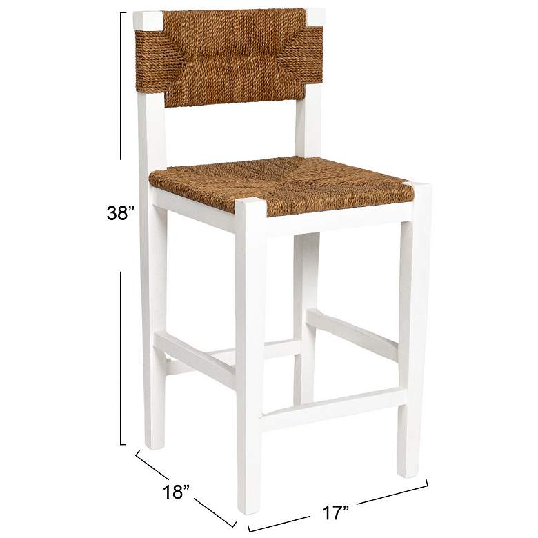 Image 3 Mahogany Wood & Natural Woven Seagrass Rope Counter Height Stool more views