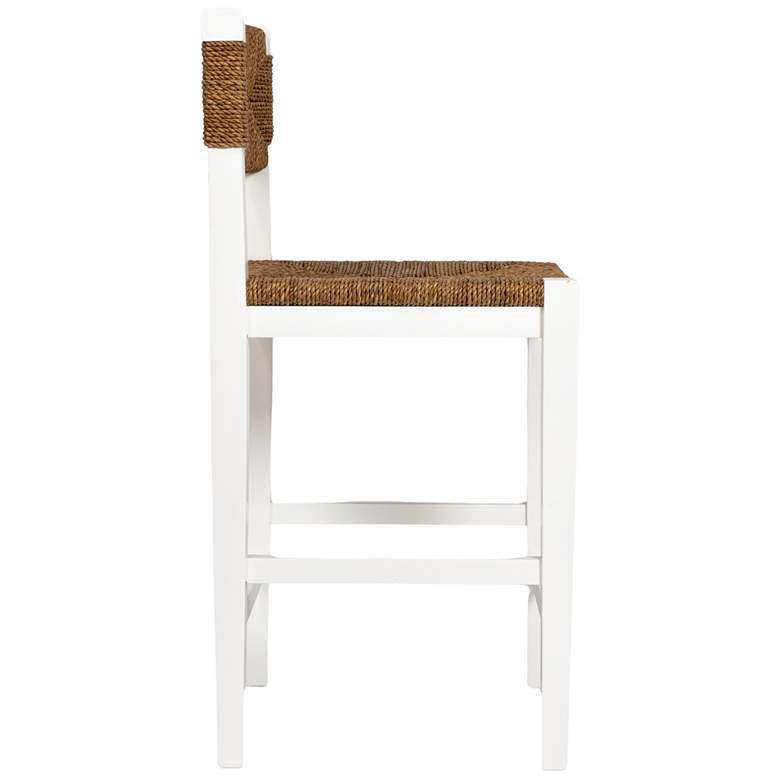 Image 7 Mahogany Wood & Natural Woven Seagrass Rope Counter Height Stool more views