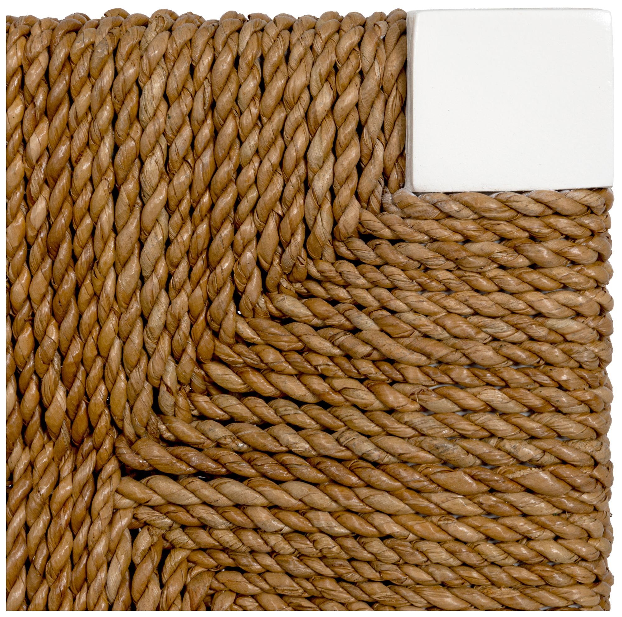 Mahogany Wood &amp; Natural Woven Seagrass Rope Counter Height Stool