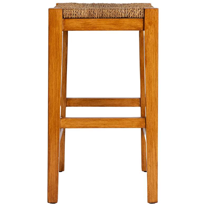 Image 6 Mahogany Wood & Natural Woven Seagrass Rope Bar Stool more views
