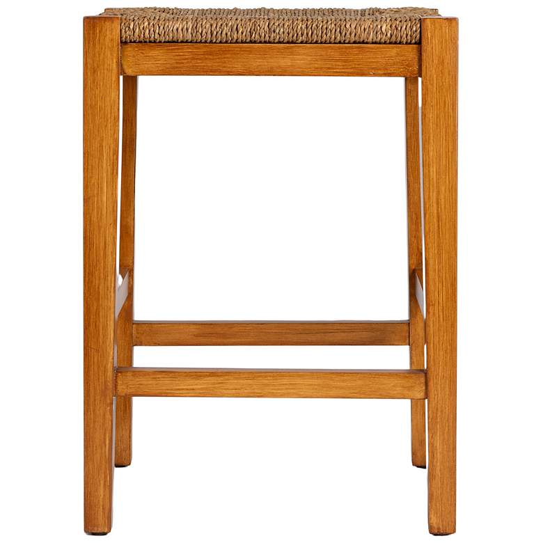 Image 7 Mahogany Wood & Natural Woven Seagrass Rope Bar Stool more views