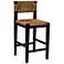 Mahogany Wood & Natural Woven Seagrass Rope Counter Height Stool with Back