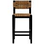 5_Mahogany Wood & Natural Woven Seagrass Rope Counter Height Stool with Back more views