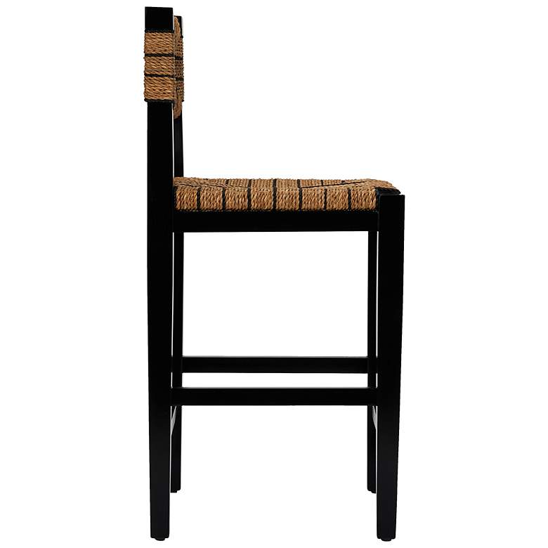 Image 6 Mahogany Wood & Natural Woven Seagrass Rope Counter Height Stool with Back more views